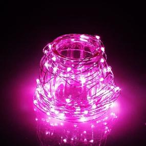 img 1 attached to 🌸 Waterproof ER CHEN Battery Operated Fairy Lights - 100 LED String Lights, 8 Modes, 33 ft Copper Wire Twinkle Firefly Lights - Remote Timer, Indoor Outdoor Decor in Pink