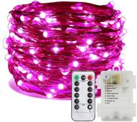 🌸 waterproof er chen battery operated fairy lights - 100 led string lights, 8 modes, 33 ft copper wire twinkle firefly lights - remote timer, indoor outdoor decor in pink logo