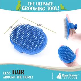 img 1 attached to 🐾 Raw Paws Pet Hand-Held Pin Brush with Rubber Tips - Shedding Grooming Brush for Dogs & Cats - Suitable for Large & Small Breeds - Ideal Dog Bath Brush for Short & Long Hair