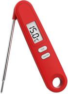 🥩 kitchen cooking instant read meat thermometer - waterproof food thermometer with stainless steel probe and backlight for bbq, grilling, and bakery - red logo