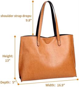 img 3 attached to 👜 Large Capacity Women's Handbag: Berchirly Soft Faux Leather Tote Shoulder Bag with Reversible Design and Coin Purse