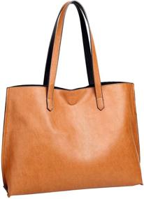 img 1 attached to 👜 Large Capacity Women's Handbag: Berchirly Soft Faux Leather Tote Shoulder Bag with Reversible Design and Coin Purse