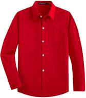 spring&gege boys' long sleeve dress shirts: the perfect formal uniform woven solid option logo