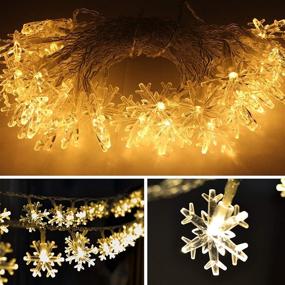 img 3 attached to 🎄 Joiedomi 2 Packs 40 LED Snowflake String Lights - Christmas Fairy Lights, Battery Operated Waterproof for Xmas Wedding Home Party Garden Patio Bedroom Indoor Outdoor Decor - Warm White