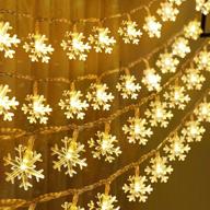 🎄 joiedomi 2 packs 40 led snowflake string lights - christmas fairy lights, battery operated waterproof for xmas wedding home party garden patio bedroom indoor outdoor decor - warm white логотип