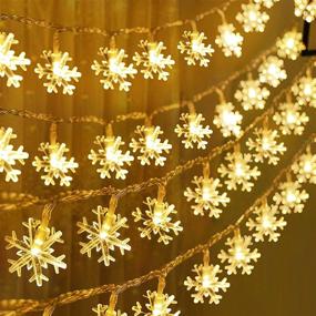 img 4 attached to 🎄 Joiedomi 2 Packs 40 LED Snowflake String Lights - Christmas Fairy Lights, Battery Operated Waterproof for Xmas Wedding Home Party Garden Patio Bedroom Indoor Outdoor Decor - Warm White
