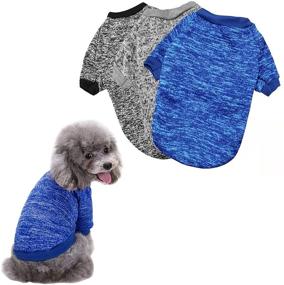 img 4 attached to 🐾 Cozy Trio: Knitted Dog Hoodies Set of 3 for Small Dogs Cats - Warm Stretchy Pet Sweaters, Pullovers, and Sweatshirts for Winter