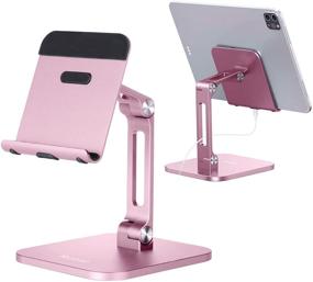 img 4 attached to 📱 Yoobao Tablet Stand Holder - Foldable Adjustable Phone Stand for Desk/Kitchen/Meeting - Ideal for iPad Pro, Portable Monitor & More (4-13") - Rose Gold - 1 Pack