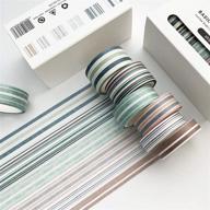 colorful stripe washi tape set - 6 rolls, 16.4ft long 🌈 washi masking tapes for scrapbooking, diy decor, crafts, planners, bullet journaling, gift wrapping logo