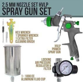 img 3 attached to 🔫 TCP Global Professional HVLP Spray Gun 2.5mm - Ideal for High Build Auto Paint Primer, Metal Flake Application, and Heavy Bodied Paint or Primer - Includes Air Regulator for Superior Performance