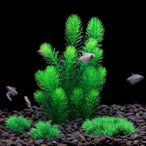 img 2 attached to MyLifeUNIT Artificial Aquarium Plants: Enhancing Fish Tank Decor with a Pack of 4 Vibrant Decorations