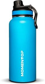 img 3 attached to 🌊 Momentum Hydration Sports Bottle 32oz - Easy-Carry Loop Handle & Double Wall Vacuum Insulation Technology (Ocean Blue)