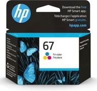 hp 67 tri-color ink cartridge for hp deskjet 1255, 2700, 4100 series, envy 6000, 6400 series - compatible with instant ink, 3ym55an logo