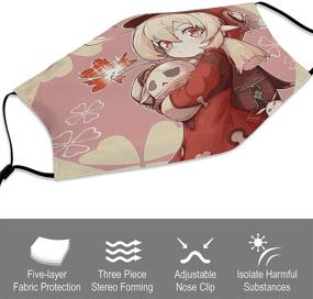 img 2 attached to 🎭 Genshin Impact Mask Fashion Anime Print Face Cover - Reusable Washable Adjustable Masks Bandana for Teens