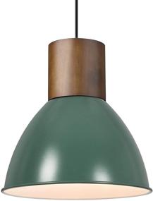 img 4 attached to 🌿 Elevate Your Space with ELYONA Retro Green Wood Pendant Light: Vintage-style Hanging Light Fixture for Kitchen, Dining Room, Coffee Bar, Living Room, Bedroom - Adjustable Height and Metal Shade