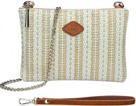 wristlet purse for women: stylish crossbody straw clutch beach bag for summer logo