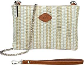 img 4 attached to Wristlet Purse for Women: Stylish Crossbody Straw Clutch Beach Bag for Summer