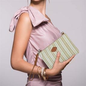 img 3 attached to Wristlet Purse for Women: Stylish Crossbody Straw Clutch Beach Bag for Summer