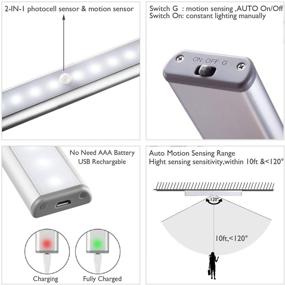 img 2 attached to 💡 Wireless Rechargeable Motion Sensor Closet Lights - MOSTON 10 LED Under Cabinet Lighting, Stick-on Magnetic Night Lamp for Cupboard Cabinet Kitchen Stairs - 3 Pack