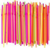 🥤 300-pack flexible neon plastic straws - bpa-free, food-safe, jumbo size straws for drinks, 7 3/4 inches with over 8 inches stretch logo