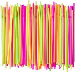 img 2 attached to 🥤 300-Pack Flexible Neon Plastic Straws - BPA-Free, Food-Safe, Jumbo Size Straws for Drinks, 7 3/4 Inches with Over 8 Inches Stretch