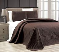 oversize stella grande bedspread king/cal king embossed coverlet set in dark chocolate brown - 3-piece, 118 by 106-inch logo