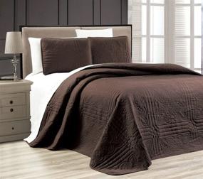img 1 attached to Oversize Stella Grande Bedspread King/Cal King Embossed Coverlet Set in Dark Chocolate Brown - 3-Piece, 118 by 106-Inch
