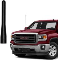 🚀 high-performance gm truck short radio antenna - direct replacement for 1999-2021 chevy silverado/gmc sierra, 3.6 inch matte black aluminum rod, car wash safe logo