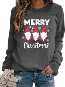 img 4 attached to Gnomes Christmas Sweatshirt Women | Leopard Plaid Gnome Graphic Shirt | Casual Long Sleeve Crewneck Pullover Tops