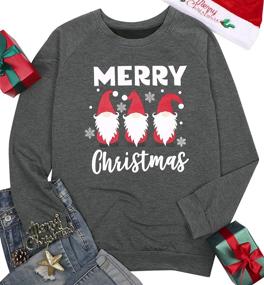 img 3 attached to Gnomes Christmas Sweatshirt Women | Leopard Plaid Gnome Graphic Shirt | Casual Long Sleeve Crewneck Pullover Tops