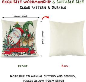 img 3 attached to 🎅 Christmas Decorative Throw Pillow Cover, Holiday Xmas 18" X 18" Cushion Case for Sofa Couch, Indoor Outdoor Cotton Linen Pillowcase with Zipper, Home Festival Party Red Santa Design