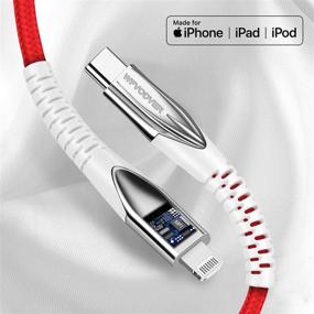 img 3 attached to 🔌 MFI Certified USB-C к Lightning Кабель - 10FT Быстрая Зарядка Нейлон Плетение для iPhone 12/11 Pro Max (Красный)