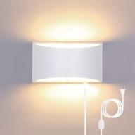 💡 modern dimmable wall sconce with plug-in switch, 12w white wall mounted lamp for living room bedroom hallway, warm white indoor up down sconces wall lighting логотип