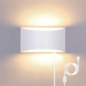 img 4 attached to 💡 Modern Dimmable Wall Sconce with Plug-in Switch, 12W White Wall Mounted Lamp for Living Room Bedroom Hallway, Warm White Indoor Up Down Sconces Wall Lighting