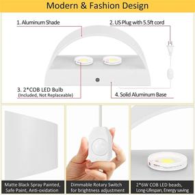 img 2 attached to 💡 Modern Dimmable Wall Sconce with Plug-in Switch, 12W White Wall Mounted Lamp for Living Room Bedroom Hallway, Warm White Indoor Up Down Sconces Wall Lighting