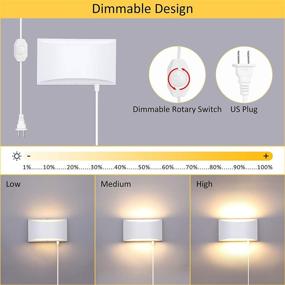 img 3 attached to 💡 Modern Dimmable Wall Sconce with Plug-in Switch, 12W White Wall Mounted Lamp for Living Room Bedroom Hallway, Warm White Indoor Up Down Sconces Wall Lighting