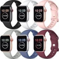 6 пакетов мягких силиконовых спортивных браслетов snblk для apple watch series 7 6 5 4 3 2 1 se - совместимы с 45 мм и 38 мм. логотип