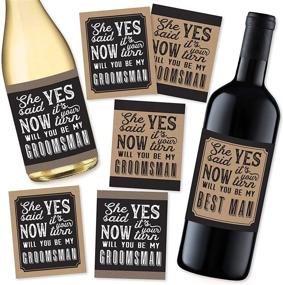 img 4 attached to Set of 6 Groomsman Proposal Bottle Labels + BONUS Best Man Proposal Label – Wine, Beer, Whiskey, Liquor Stickers Set for Wedding Engagement Party Favors and Best Way to Ask Your Groomsmen