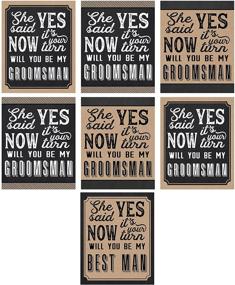 img 3 attached to Set of 6 Groomsman Proposal Bottle Labels + BONUS Best Man Proposal Label – Wine, Beer, Whiskey, Liquor Stickers Set for Wedding Engagement Party Favors and Best Way to Ask Your Groomsmen