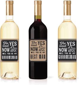 img 2 attached to Set of 6 Groomsman Proposal Bottle Labels + BONUS Best Man Proposal Label – Wine, Beer, Whiskey, Liquor Stickers Set for Wedding Engagement Party Favors and Best Way to Ask Your Groomsmen