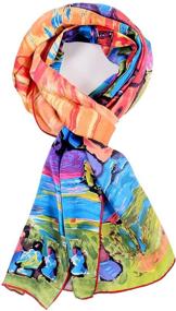 img 4 attached to Salutto Women Scarves PaintedLotus Scarf Women's Accessories for Scarves & Wraps