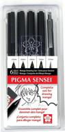 🖌️ enhance your manga art with the sakura 50200 pigma sensei 6-piece drawing kit - black logo