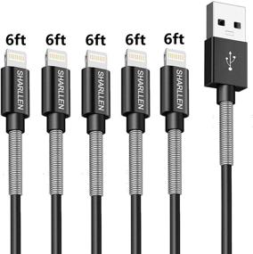 img 4 attached to Sharllen Spring iPhone Charger Cable - 5Pack 6FT USB Fast Charging & 📱 Data Sync Cord - Long iPhone Charging Cable Compatible with iPhone Xs/Max/XR/X/8/8P/7/7P/6/6S/SE/iPad/iPod - Black