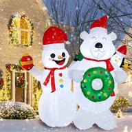 🎄 hoojo 6 ft christmas inflatable: lighted polar bear & snowman for outdoor holiday decor - yard, lawn, and garden logo