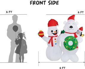 img 1 attached to 🎄 Hoojo 6 FT Christmas Inflatable: Lighted Polar Bear & Snowman for Outdoor Holiday Decor - Yard, Lawn, and Garden