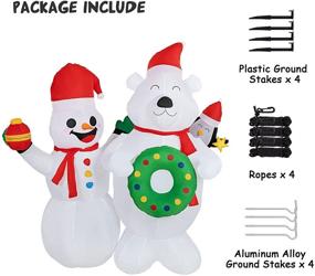 img 2 attached to 🎄 Hoojo 6 FT Christmas Inflatable: Lighted Polar Bear & Snowman for Outdoor Holiday Decor - Yard, Lawn, and Garden