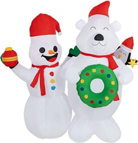 img 3 attached to 🎄 Hoojo 6 FT Christmas Inflatable: Lighted Polar Bear & Snowman for Outdoor Holiday Decor - Yard, Lawn, and Garden