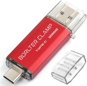 img 4 attached to 💾 Флеш-накопитель USB Type-C 128 Гб высокой скорости 3.0 Dual Drive для смартфонов Android Samsung Galaxy S10/S9/S8/Note 9, LG, Google Pixel - флешки BorlterClamp OTG (красный)