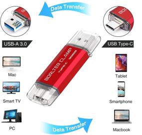 img 3 attached to 💾 Флеш-накопитель USB Type-C 128 Гб высокой скорости 3.0 Dual Drive для смартфонов Android Samsung Galaxy S10/S9/S8/Note 9, LG, Google Pixel - флешки BorlterClamp OTG (красный)