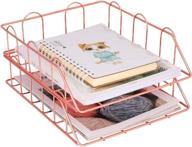 📚 organize your workspace with superbpag set of 2 rose gold metal stackable file document letter trays logo